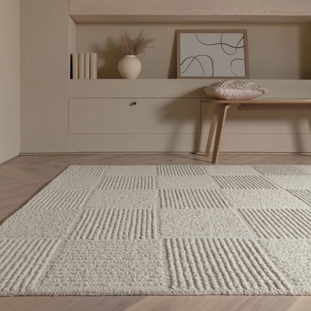 Tappeto in lana avorio tessuto a mano 200x290 cm Zennith Grid - Asiatic Carpets