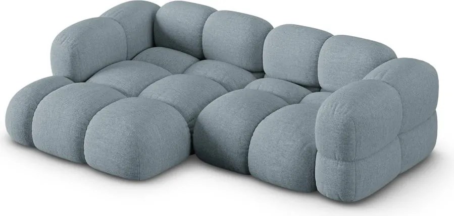 Divano angolare azzurro (con penisola a sinistra/con chaise lounge) Loretto – Cosmopolitan Design