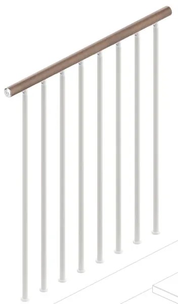 Balaustra in kit IRIS Superiore in acciaio e legno bianco e noce L 102 cm