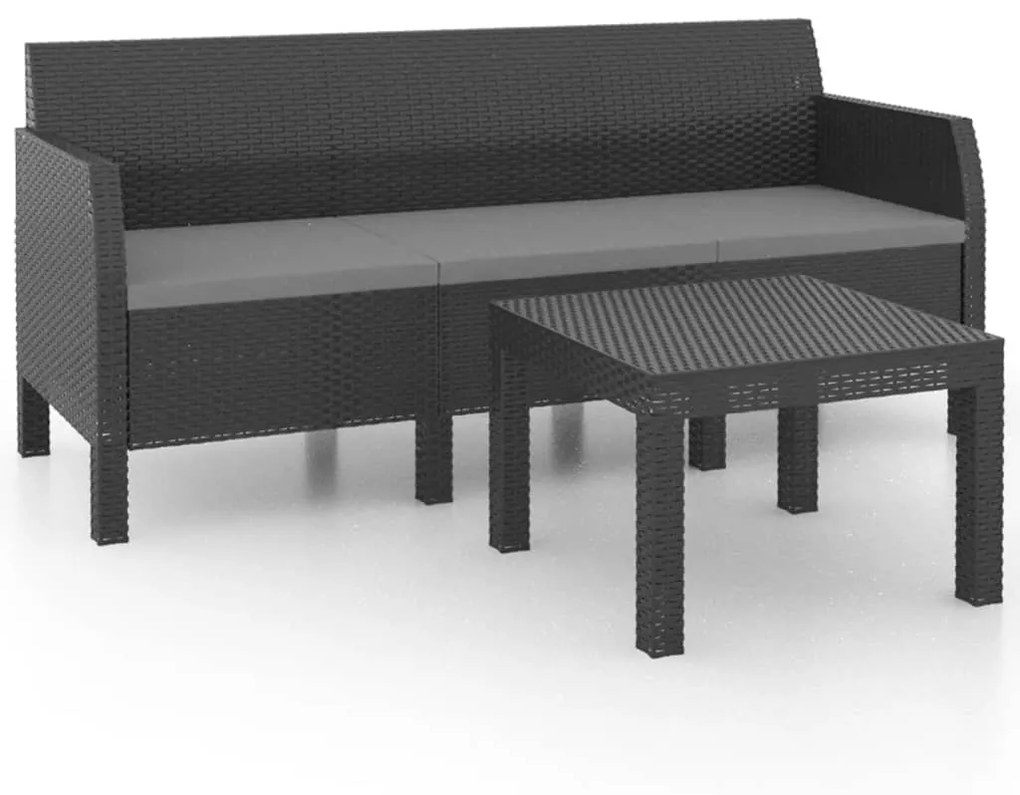 Set Divani da Giardino 2 pz con Cuscini in Rattan PP Antracite