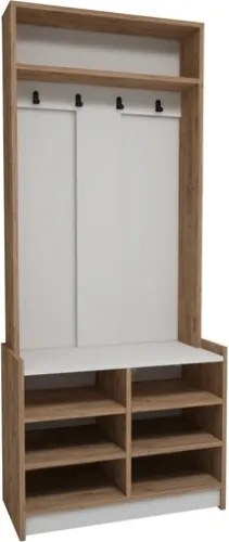 Mobile Ingresso 75 Cm Con Appendiabiti E Vani A Giorno Erik Rovere E Bianco