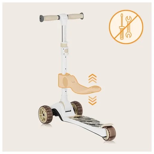 Lionelo - Monopattino 2 in 1 per bambini FRANKY bianco/beige