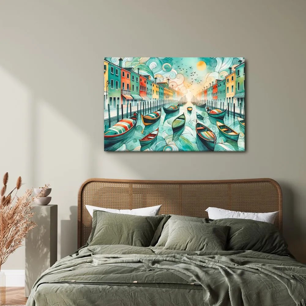 Quadro su tela – Gondole colorate nelle strade di Venezia