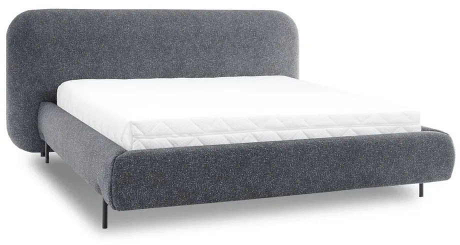 Letto matrimoniale imbottito blu con contenitore e rete inclusi 160x200 cm Pointt – ELTAP