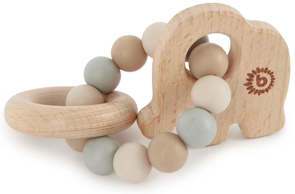 Bieco - Massaggiagengive in silicone con elefante in legno