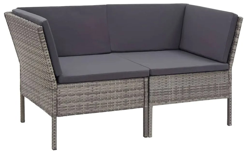 Set divani da giardino 6 pz con cuscini in polyrattan grigio