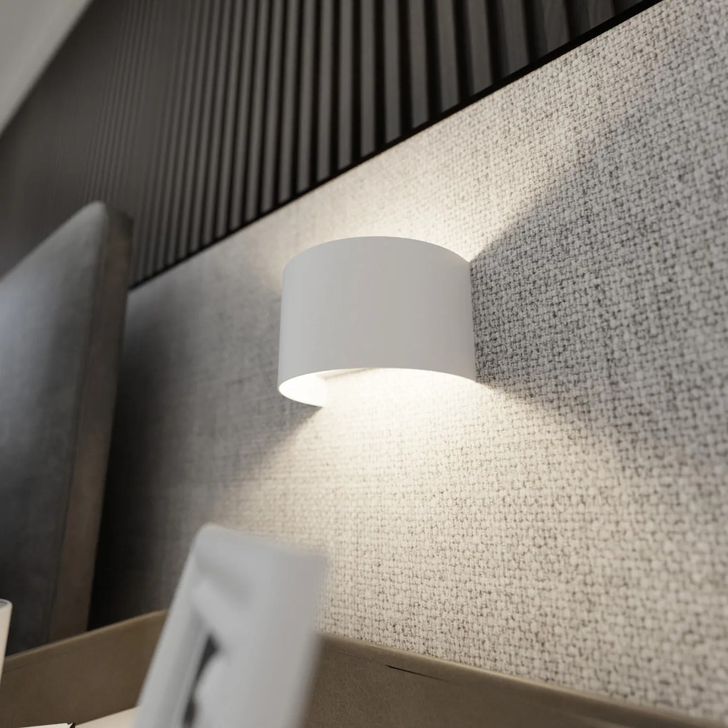 Applique Moderna 1 Luce Floki Fascia In Acciaio Bianco