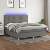 Letto a Molle Materasso e LED Grigio Scuro 180x200cm in Tessuto 3135614