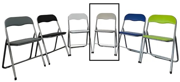 Sedia in metallo pieghevole seduta ecopelle TORTORA SET 2 PEZZI