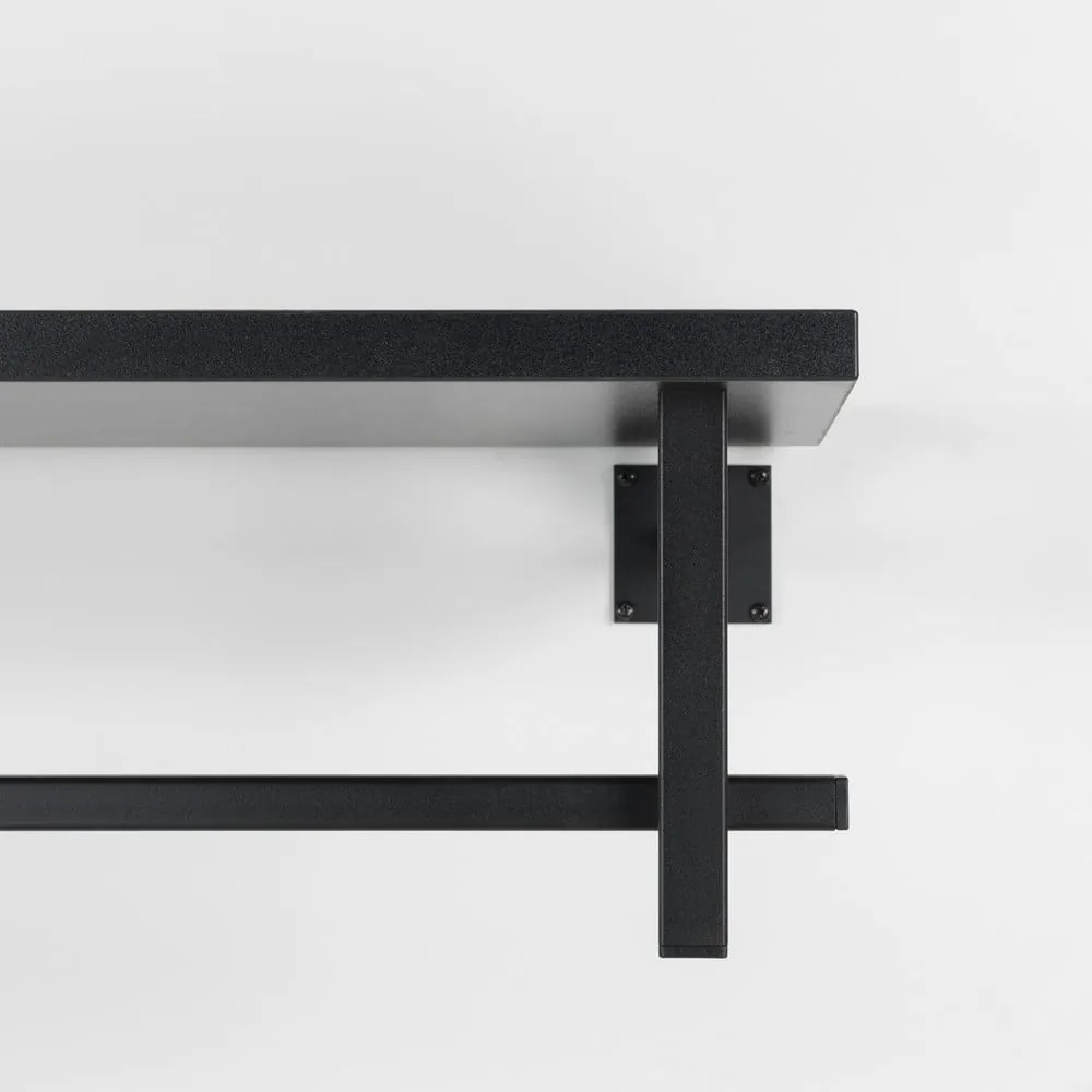 Attaccapanni da parete nero in metallo con scaffale 76 cm Simplon – Spinder Design