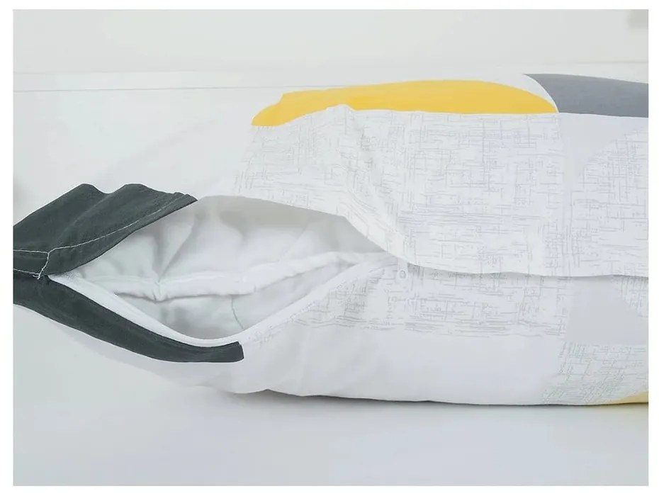 Set copripiumino e federa giallo/grigio in crêpe per letto singolo 140x200 cm Geometries – B.E.S.