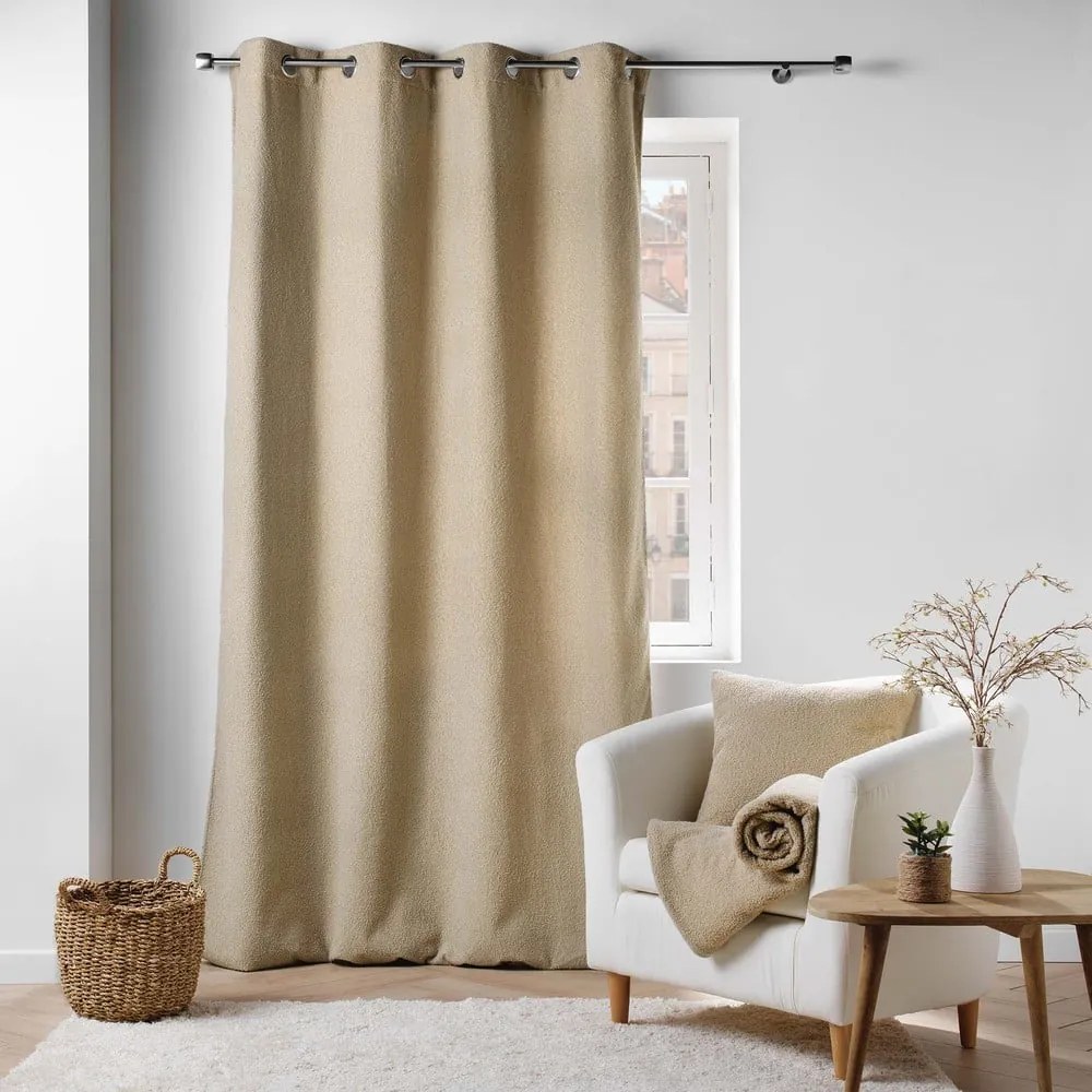 Tenda bouclé beige 140x240 cm Wooly - douceur d'intérieur