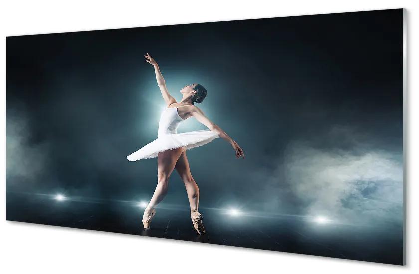 Quadro su vetro acrilico Donna di balletto di abito bianco 100x50 cm