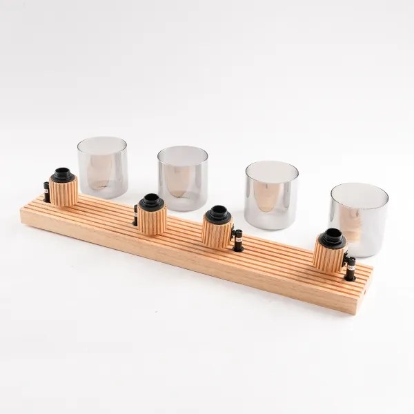 Brilagi - Faretto HYGGE 4xE14/15W/230V legno di caucciù/fumé