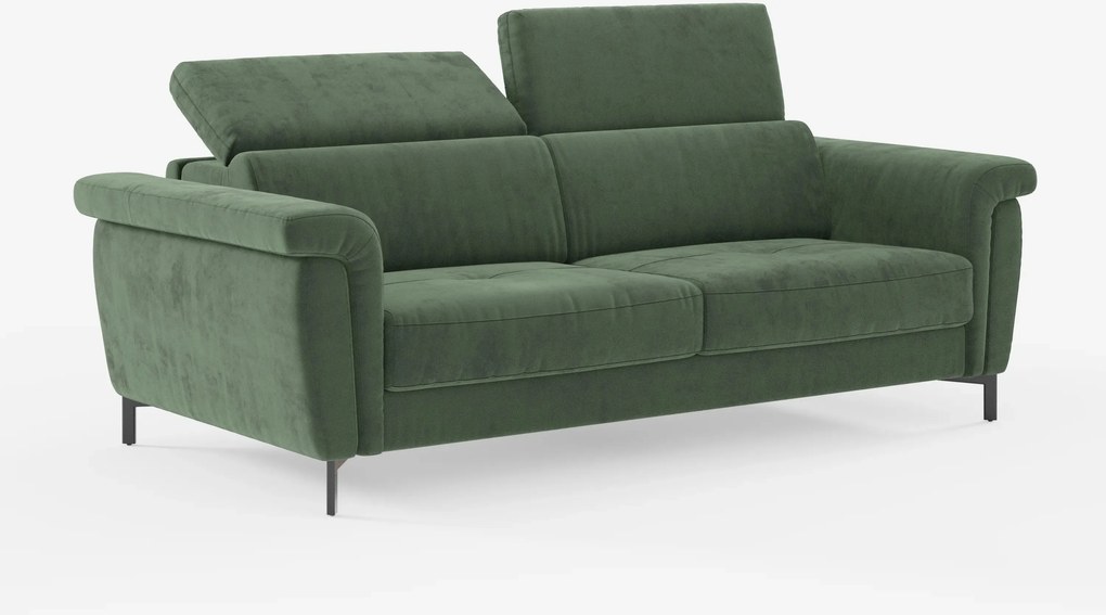 Capri divano letto di design con piedini alti - poggiatesta reclinabili in raffinato tessuto effetto velluto smacchiabile T30