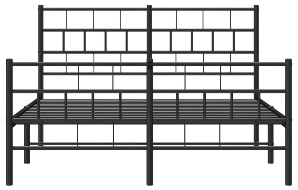 Giroletto con Testiera e Pediera Metallo Nero 140x200 cm