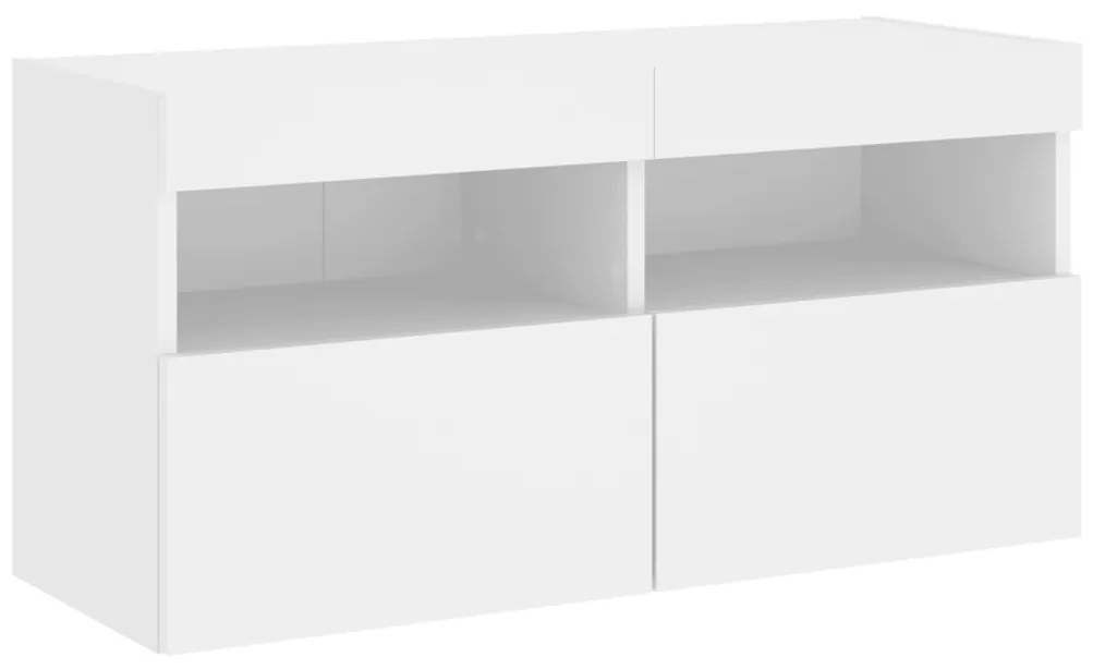 Set Mobili TV a Muro 7 pz con Luci LED Bianco