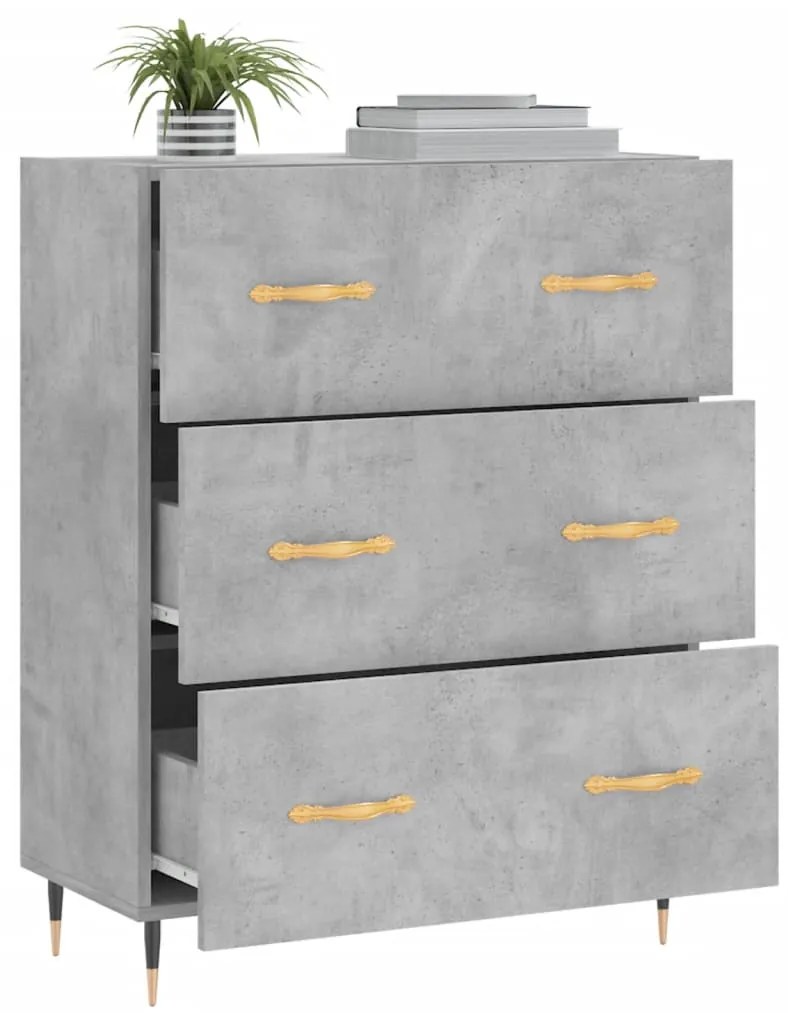 Credenza grigio cemento 69,5x34x90 cm in legno multistrato