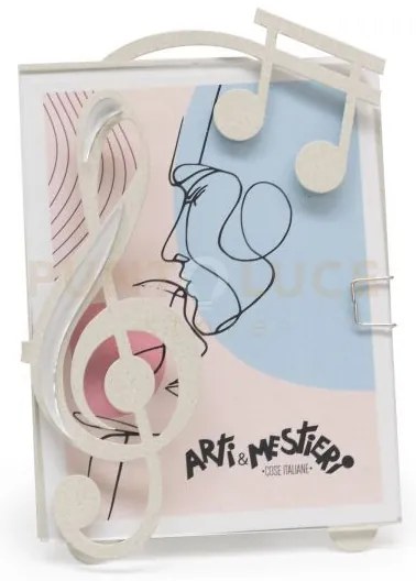 Porta foto musica decorato avorio in ferro 11x13cmh(9,5x12,5formato...