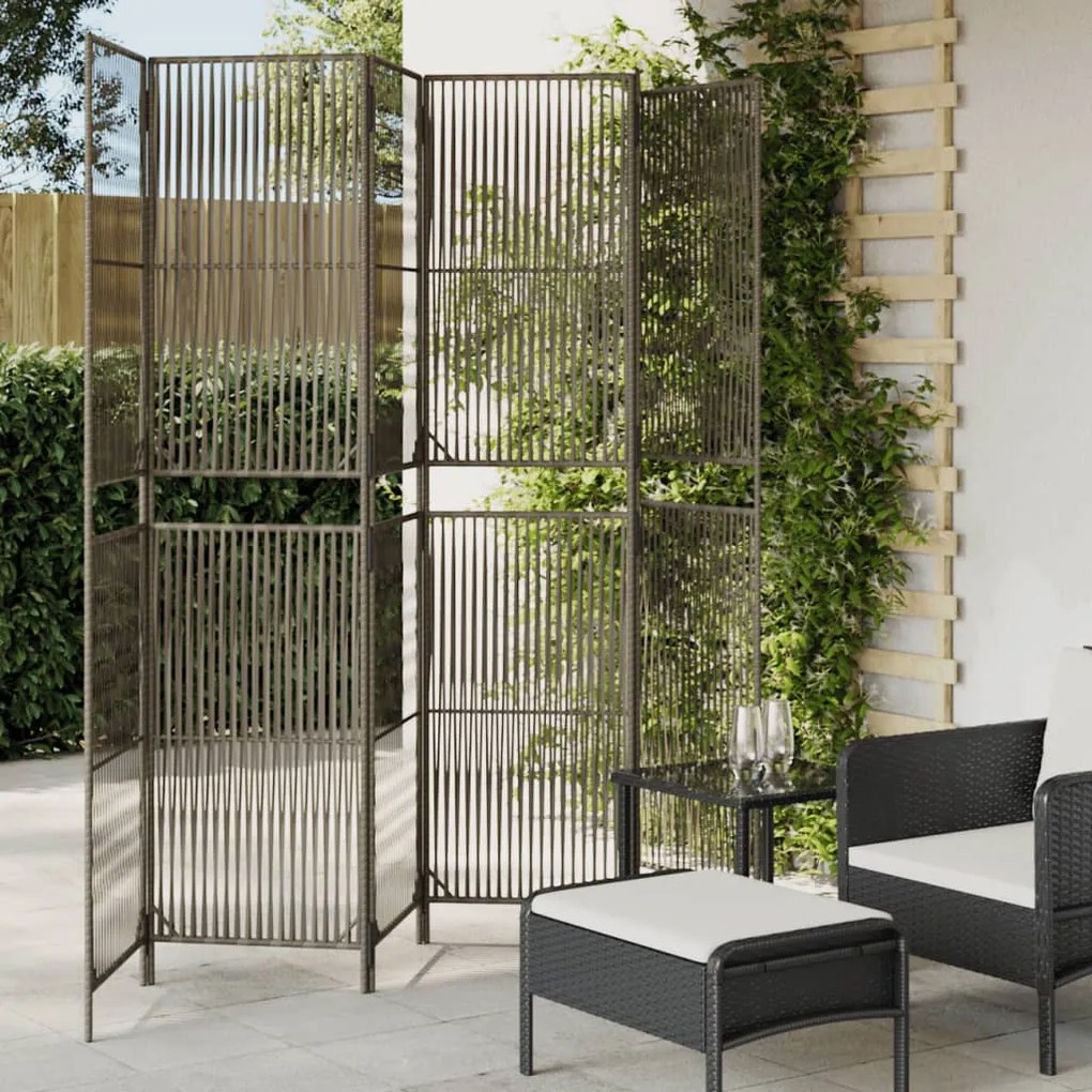 Divisorio Per Ambienti A 6 Pannelli Grigio İn Polyrattan /
