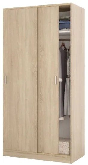 Armadio Guardaroba 2 Ante Scorrevoli 100x50x200 Rovere Effetto Legno Max