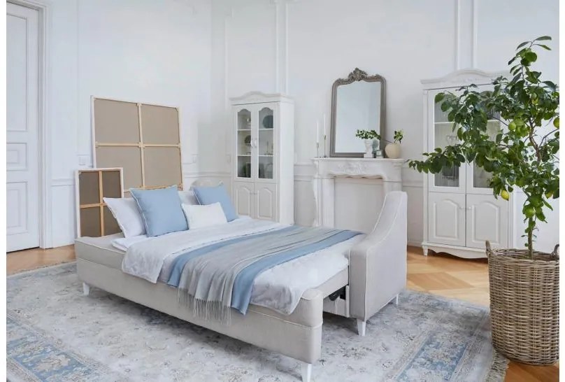 Divano da salotto in tessuto bouclè beige in stile Shabby Chic - Arrediorg