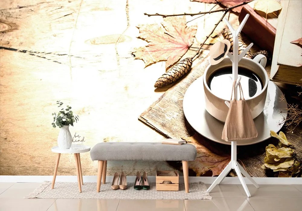 Carta da parati – Tazza di caffè con tocco autunnale
