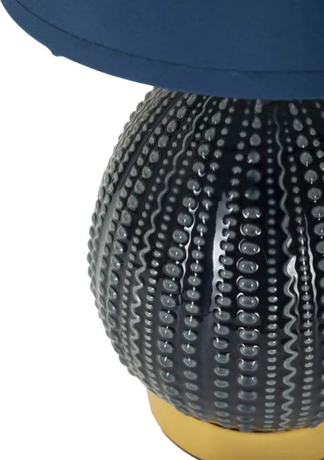 Lampada da Comodino Flavi Blu Ø15x30,5 cm in Ceramica e Ferro e Tessuto Blu...
