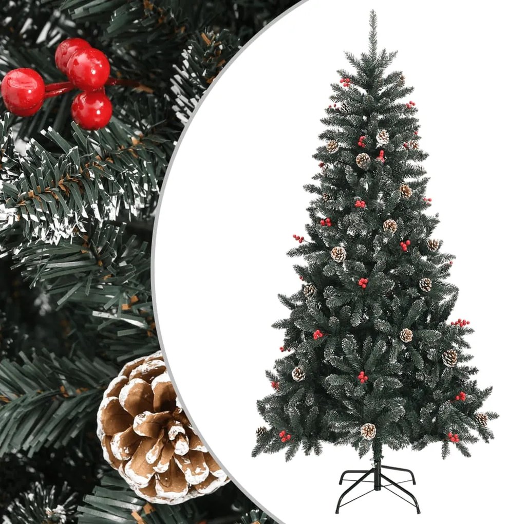 Albero Di Natale Artificiale Con Base Verde 210 Cm Pvc /