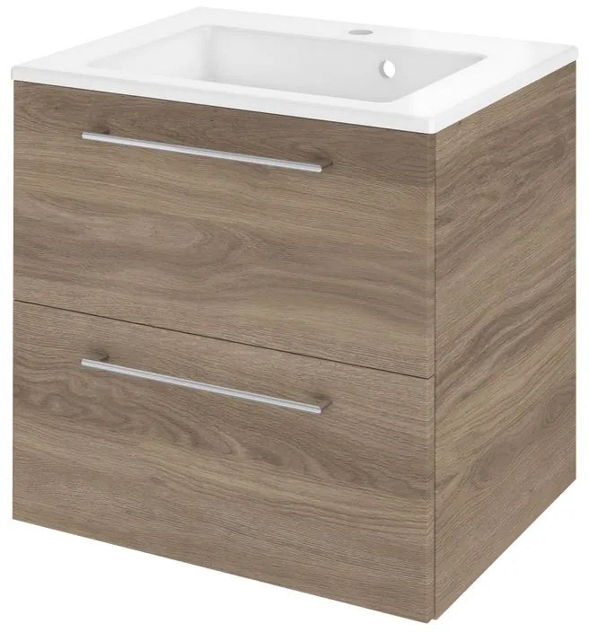 Mobile da bagno sotto lavabo Remix havana opaco L 60 x H 58 x P 46 cm 2 cassetti, lavabo non incluso