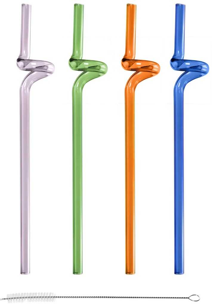 Set 4 cannucce vetro colorate 21 cm con scovolino