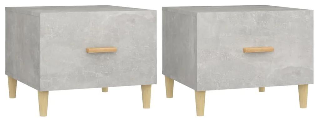 Tavolini salotto 2pz grigi cemento 50x50x40cm legno multistrato