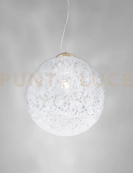 Rina sospensione 42 bianco murrina ottone lucido 2 luci attacco  e27