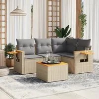 Set Divano da Giardino 5 pz con Cuscini Beige in Polyrattan 3226780