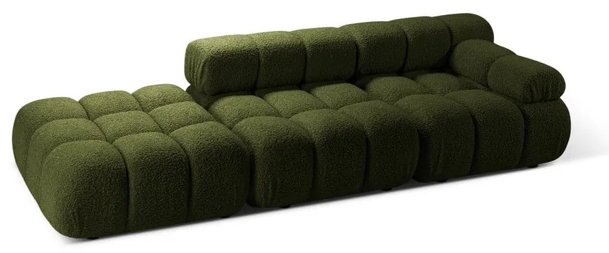 Divano componibile verde con rivestimento in bouclé 288 cm Bellis – Micadoni