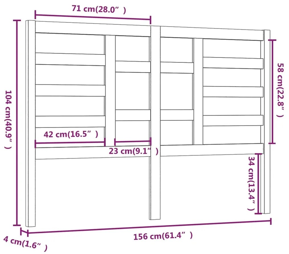 Testiera per Letto Nera 156x4x104 cm in Legno Massello di Pino