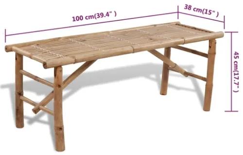 Tavolo da Birreria con 2 Panchine 100 cm in Bambù