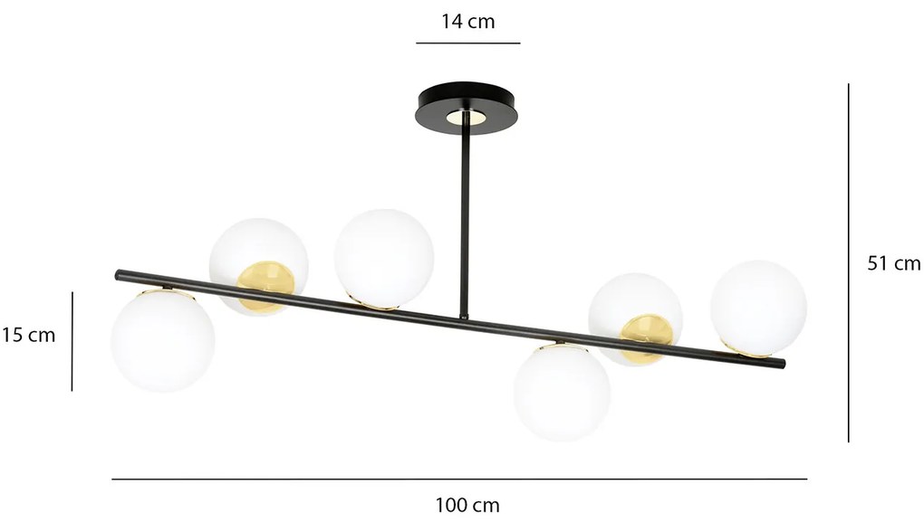 Plafoniera Contemporaneo Vishnu Acciaio Nero Oro 6 Luci E14 Ip20