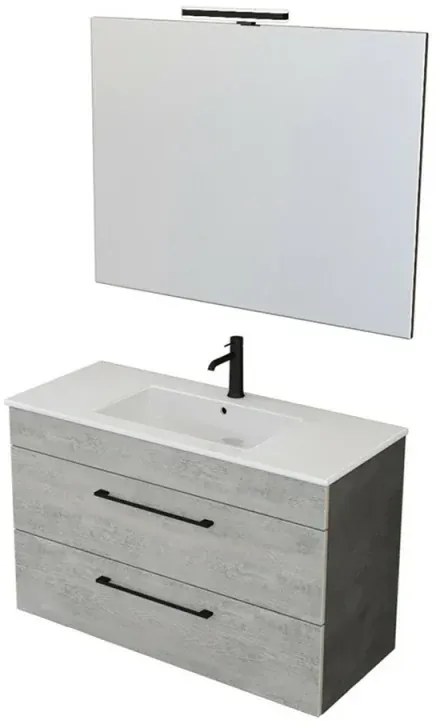 Mobile bagno sospeso 100 cm Smart grigio legno/lava con specchio