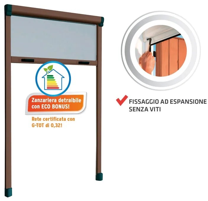 Zanzariera avvolgibile MEDAL Bazar SunScreen per finestra L 140 x H 170 cm marrone riducibile