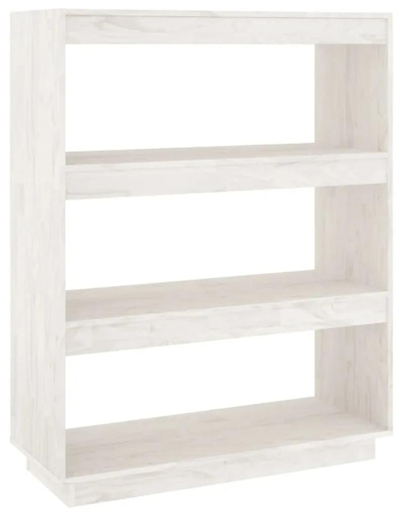 Libreria/divisorio bianco 80x35x103 cm legno massello di pino