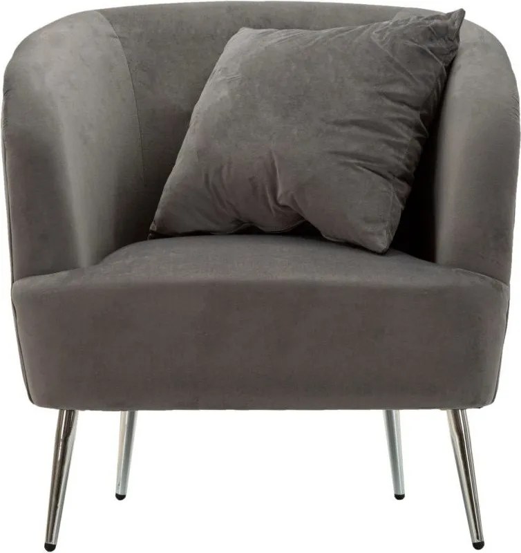 Poltrona grigia con poggioli/con gambe con rivestimento in velluto Silvery – Mauro Ferretti