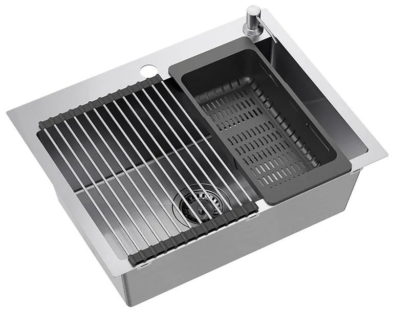 Lavello in acciaio  LUKE 110 WORKSTATION BRUSH NICKEL