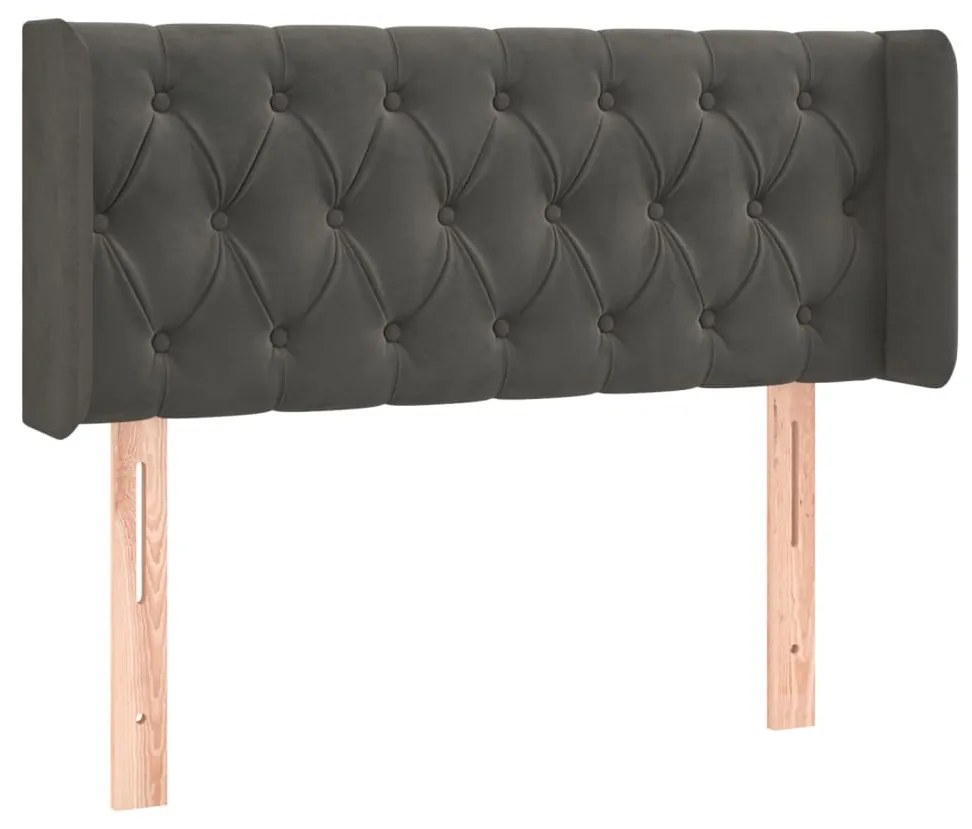 Testiera ad orecchio grigio scuro 103x16x78/88 cm in velluto