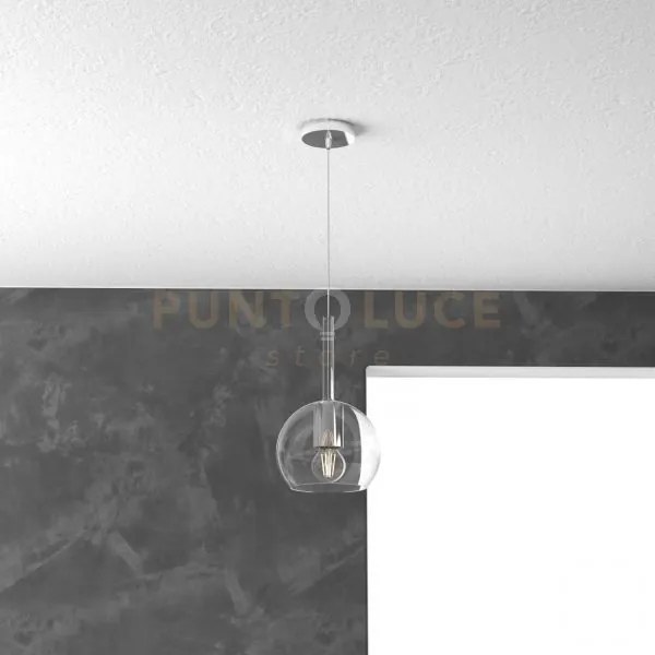 Sospensione cromo 1 luce piccola trasparente 1155cr-sp-tr