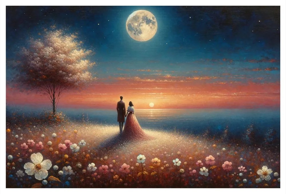 Quadro su tela – Coppia alla luce della luna