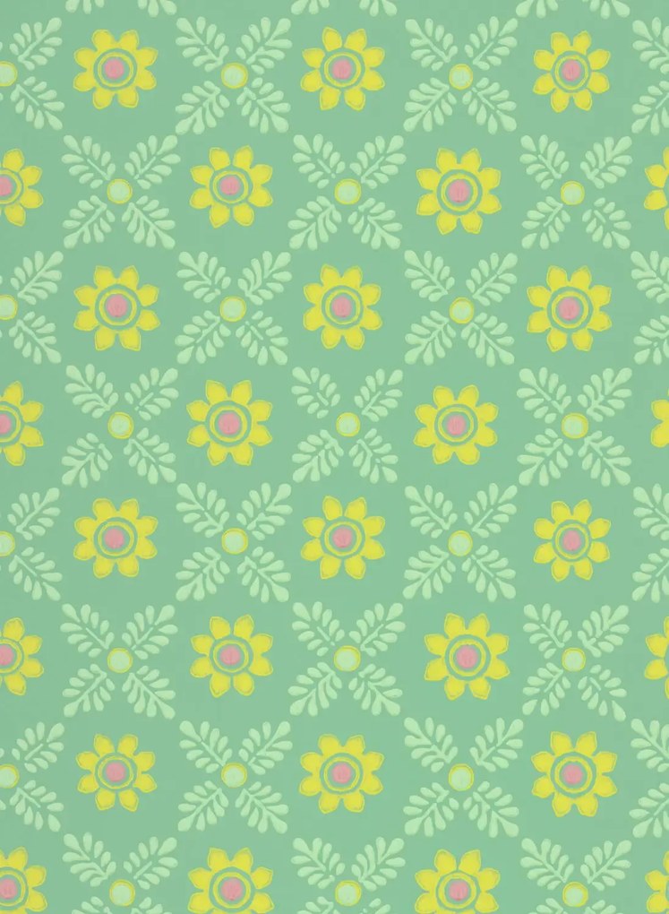Little Greene Tapete Ditsy Block - Green Verditer