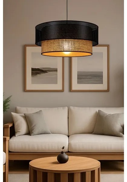 Lampada a sospensione BORHO con cavo 1xE27/60W/230V nero/iuta