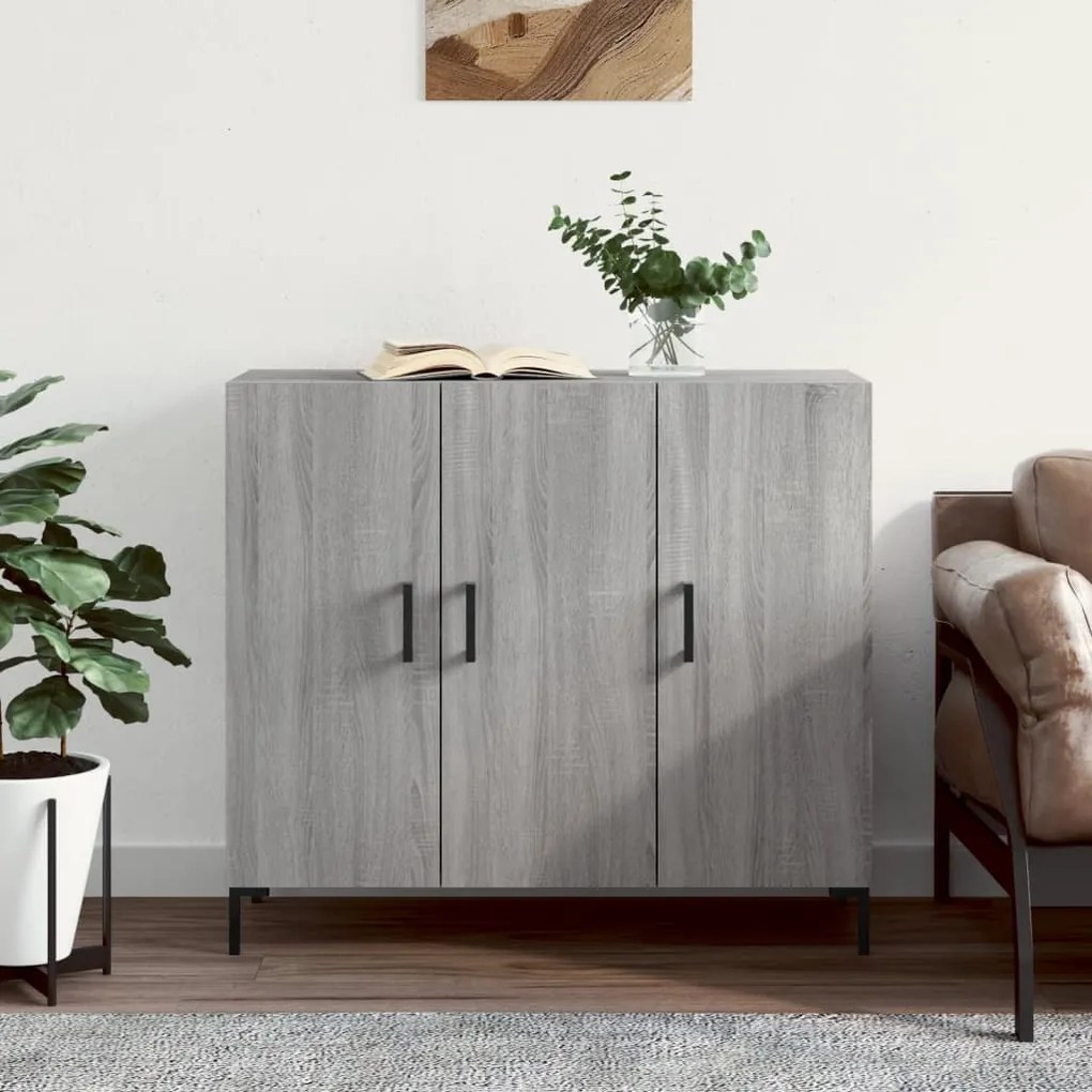 Credenza grigio sonoma 90x34x80 cm in legno multistrato