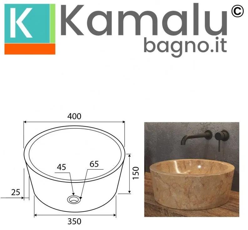 Kamalu - lavabo in marmo rosso 40cm  litos-tr40